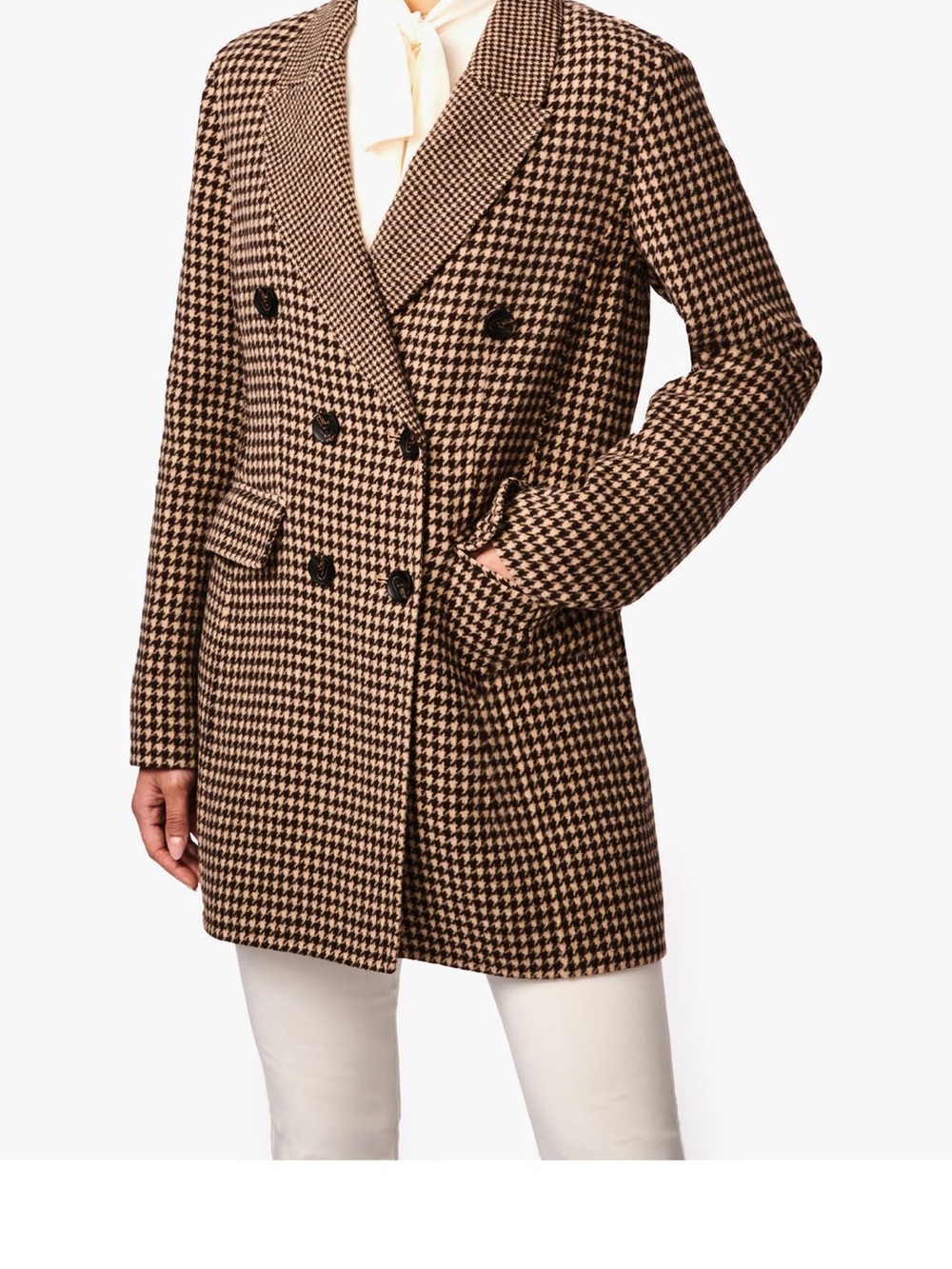 Bernardo Brown & Black Houndstooth Double-Breasted Blazer